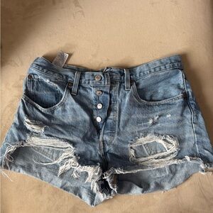 Levi's Light Blue Distressed Jean Shorts